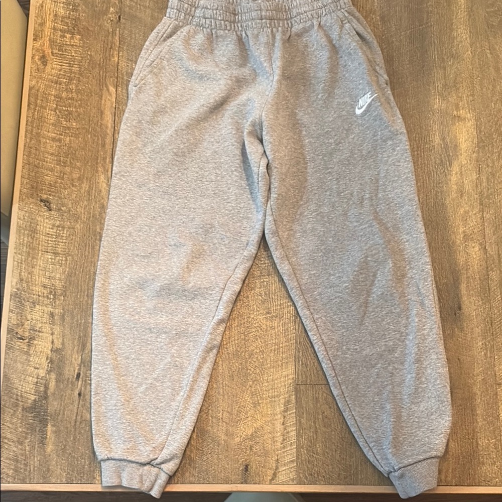 Nike Gray Sweatpants with Tapered Fit and Elastic Cuffs